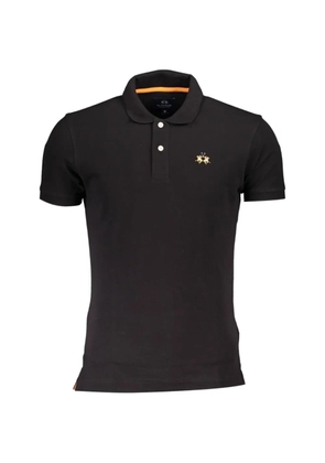 La Martina logo-embroidered piqué polo shirt - Black