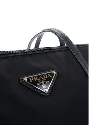 Prada logo-triangle tote bag - Black