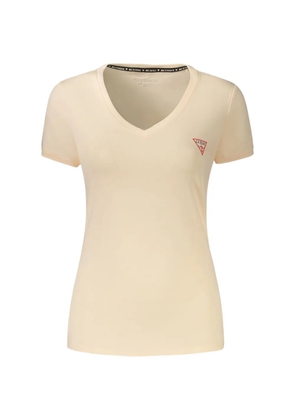 GUESS USA V-neck logo-patch T-shirt - Neutrals