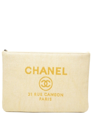 CHANEL Pre-Owned 2016-2017 Large Raffia Deauville O Case clutch bag - Yellow