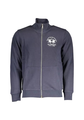 La Martina logo-embroidered zip-up cotton sweatshirt - Blue
