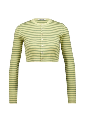 Auralee striped ribbed cardigan - Yellow