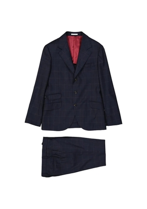 Brunello Cucinelli windowpane-check wool suit - Blue