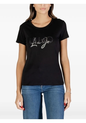 LIU JO rhinestone-embellished logo T-shirt - Black