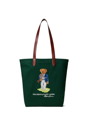 Polo Ralph Lauren leather trimmed twill shopper tote bag - Green