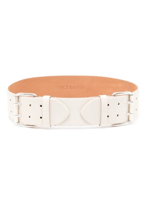 Dice Kayek double-buckle leather belt - White