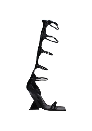 The Attico patent-leather buckle-strap sandals - Black