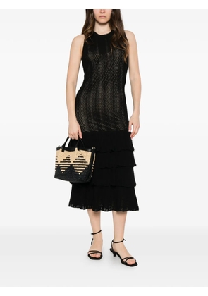 TWINSET pointelle-knit ruffled midi dress - Black