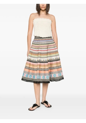 LENA HOSCHEK ribbon-detail A-line midi skirt - Neutrals