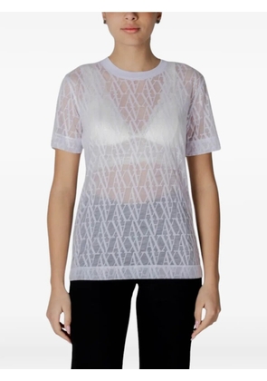 Armani Exchange monogram-pattern sheer T-shirt - White