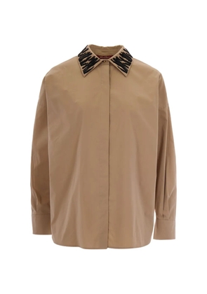 Max Mara detailed-collar cotton shirt - Neutrals