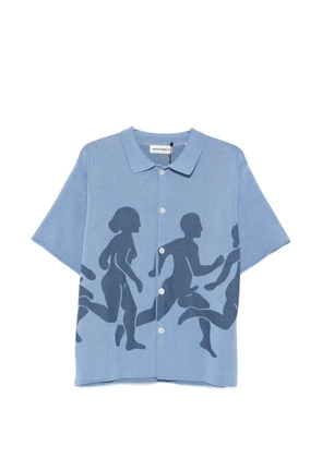 CARNE BOLLENTE Few Hard Men intarsia-knit cotton shirt - Blue