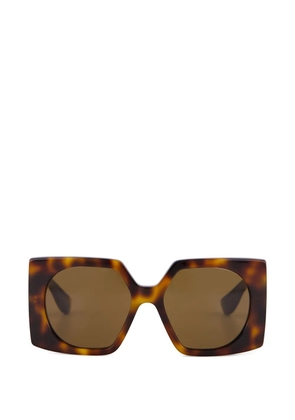 Valentino Garavani V-logo geometric-frame sunglasses - Brown