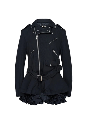 Comme Des Garçons Comme Des Garçons ruffled belted biker jacket - Black