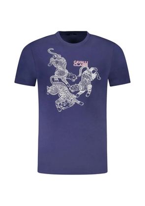Cavalli Class leopard-print cotton T-shirt - Blue