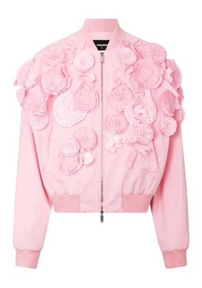 DSQUARED2 floral-appliqué bomber jacket - Pink