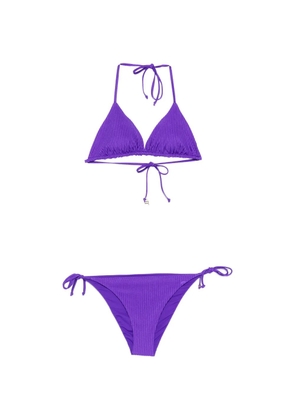 Fisico ribbed-knit bikini - Purple
