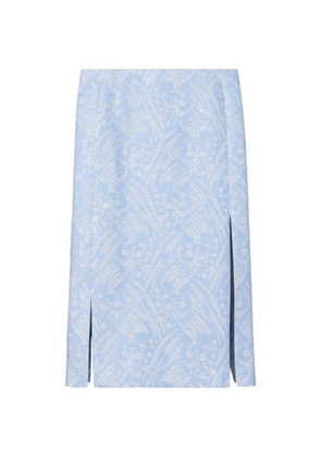 Tory Burch floral-jacquard metallic skirt - Blue
