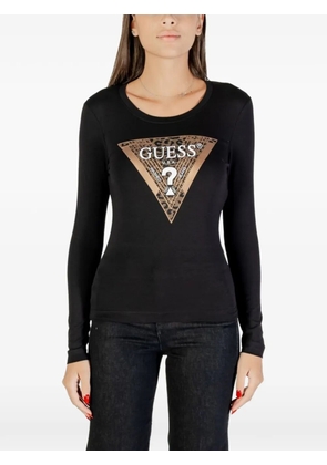 GUESS USA leopard-print logo T-shirt - Black