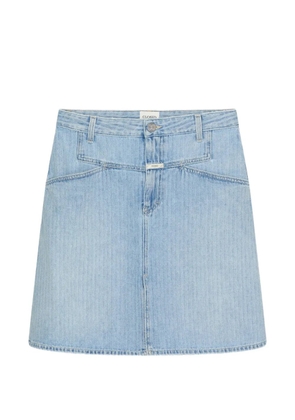 Closed front slit denim mini skirt - Blue