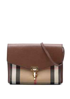Burberry Pre-Owned 2000-2017 Small Leather and House Check Canvas Derby Macken crossbody bag - Brown