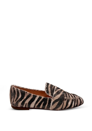 AGL Marienne zebra-print textured loafers - Neutrals