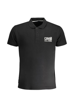 Cavalli Class logo-embroidered cotton polo shirt - Black