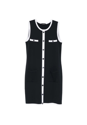 anne claire contrast-trim buttoned midi dress - Blue