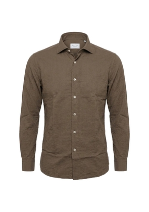 Xacus long-sleeve seersucker shirt - Brown
