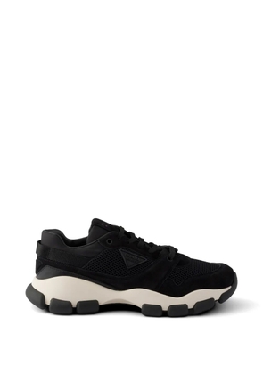 Prada mesh fabric and suede sneakers - Black