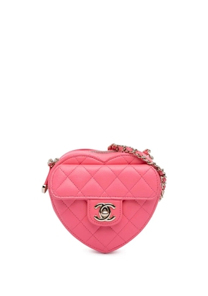 CHANEL Pre-Owned 2021 Mini Lambskin CC in Love Heart crossbody bag - Pink
