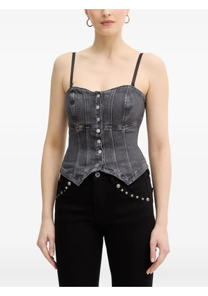 GUESS USA Cecile button denim corset top - Grey