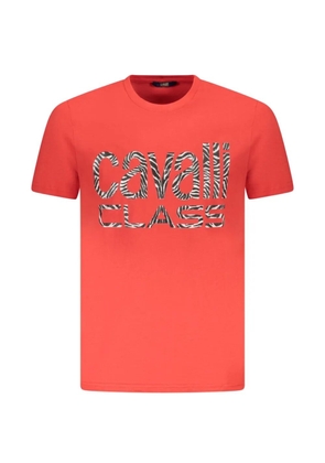 Cavalli Class logo-print zebra-pattern T-shirt - Orange