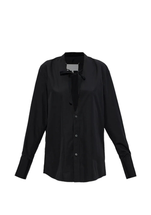 Maison Margiela frayed-edge tie-fastening shirt - Black