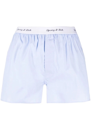 Sporty & Rich logo-waistband shorts - Blue