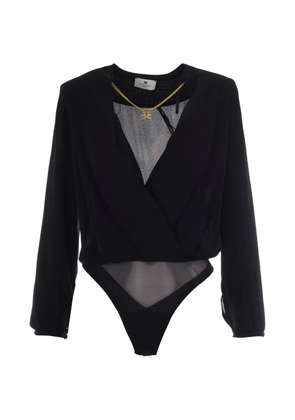 Elisabetta Franchi chain-detail wrap bodysuit - Black