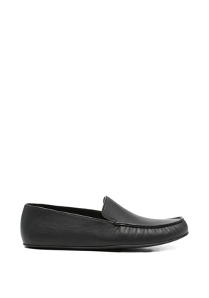The Row Leo grained whipstitch loafers - Black