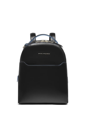 PIQUADRO logo-plaque leather backpack - Black