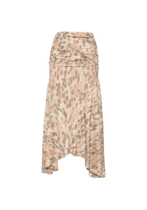 GANNI printed ruched skirt - Neutrals