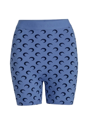 Marine Serre moon-print mini shorts - Blue