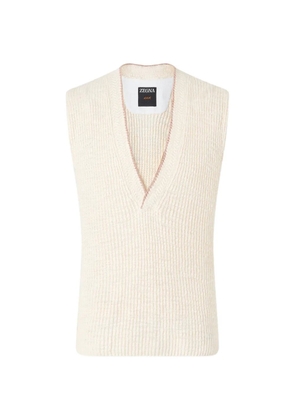 Zegna v-neck cotton polo shirt - Neutrals