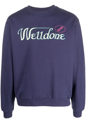We11done logo-print cotton sweatshirt - Blue