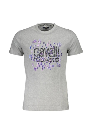 Cavalli Class pixelated logo-print T-shirt - Grey