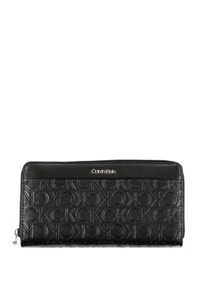 Calvin Klein monogram-embossed zip-around wallet - Black