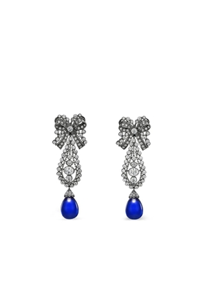 Anabela Chan 14K white gold and rhodium vermeil Dentelle Bow sapphire and diamond earrings - Silver