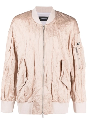 DSQUARED2 crinkled-effect cotton jacket - Neutrals