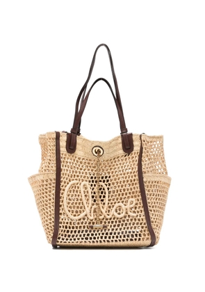 Chloé Double Carry open-knit logo-patch tote bag - Neutrals