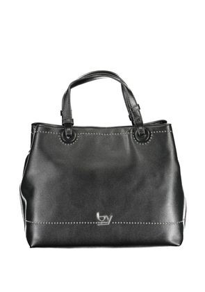 byblos logo-plaque studded tote bag - Black