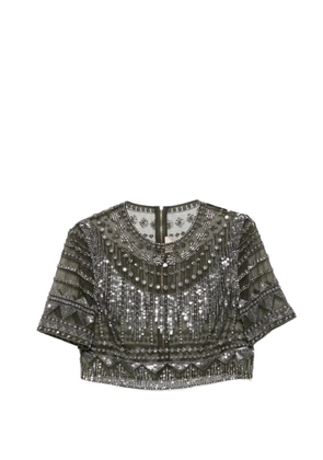 Elie Saab sequin-embellished beaded top - Silver