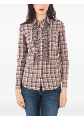 Fred Perry ruffle-detailed plaid shirt - Pink